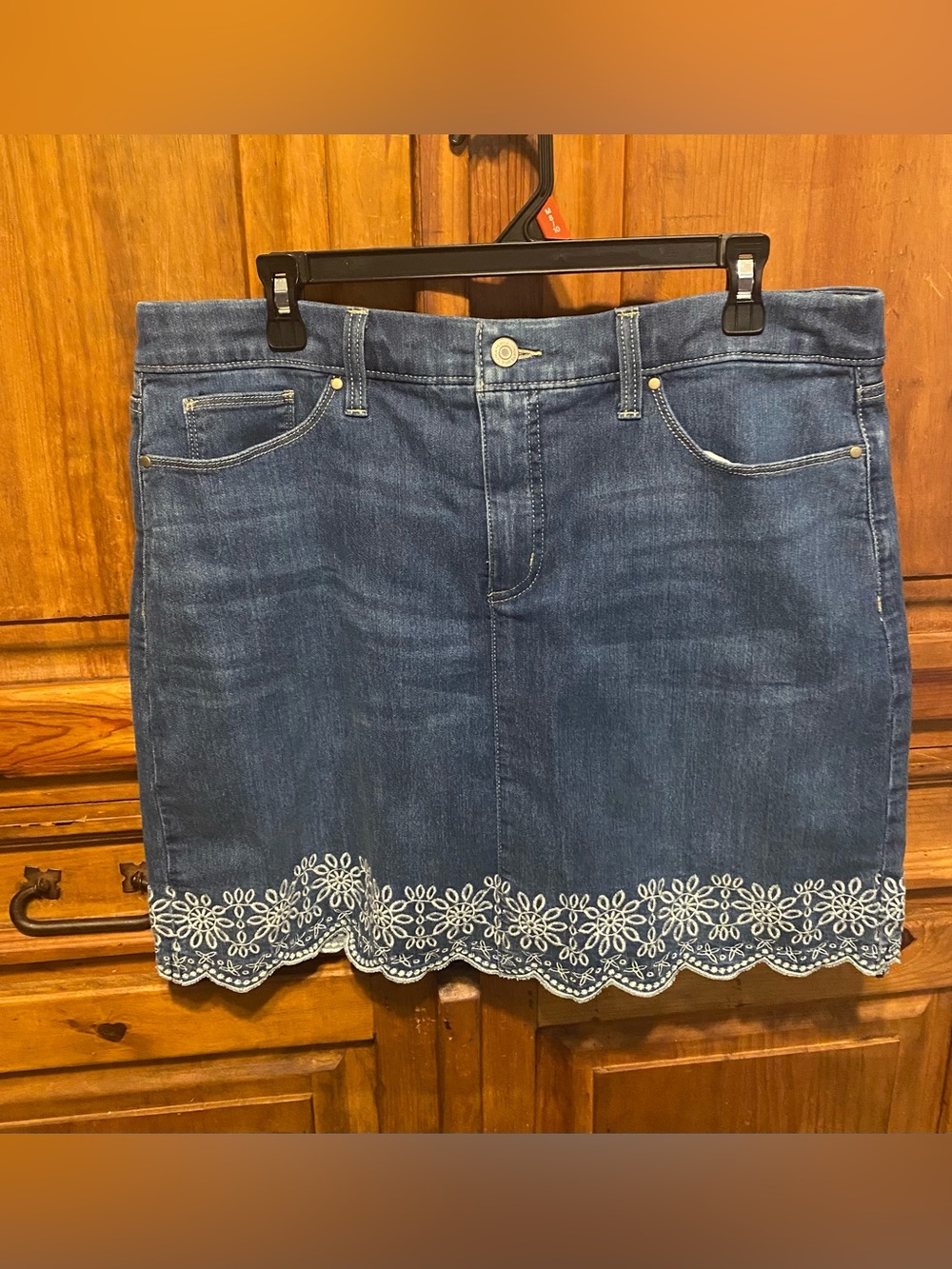 Croft & Barrow Embroidered Denim Skirt Cottagecore Retro Fairycore